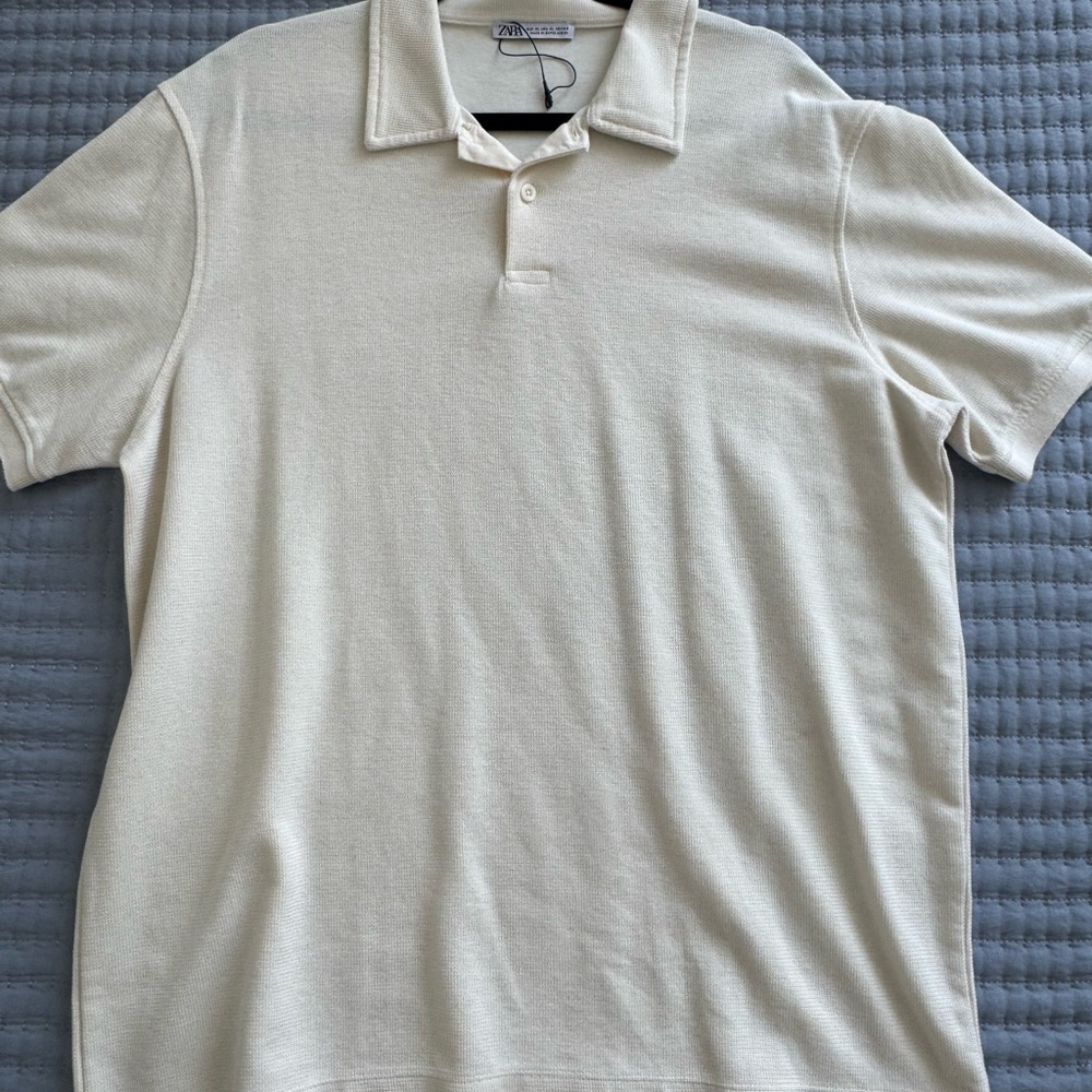 Zara Men's Beige Polo Shirt
